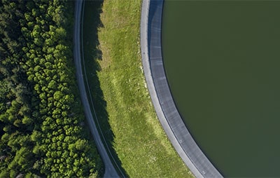 Hydro power water reservoir close up image