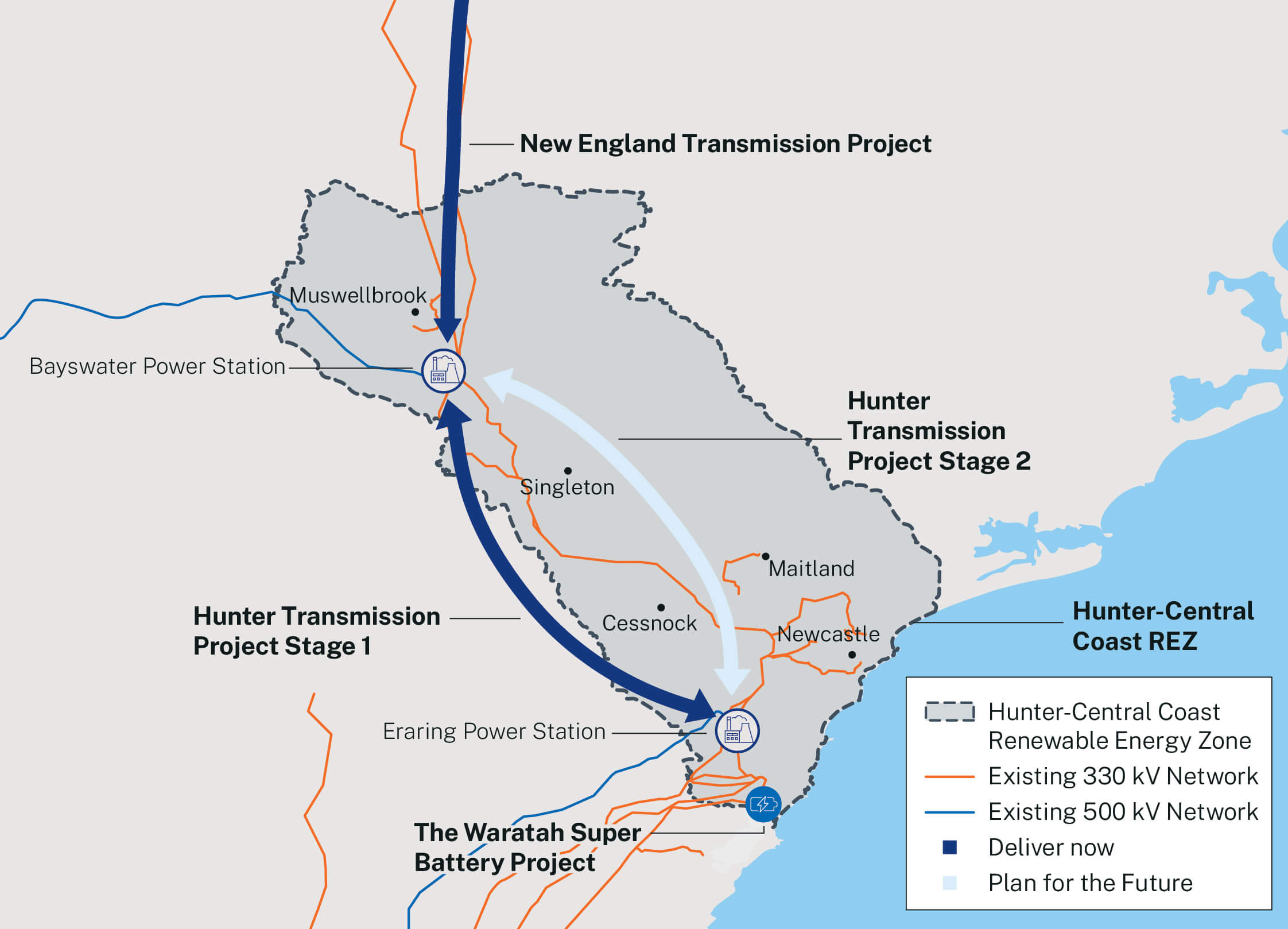 Hunter and Central Coast regions projects map