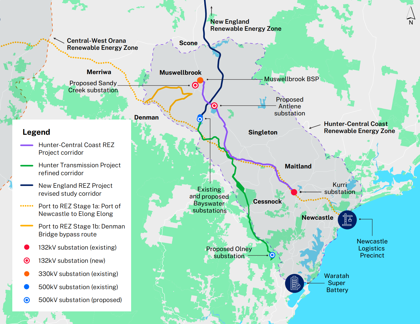 Hunter-Central Coast REZ and other projects map