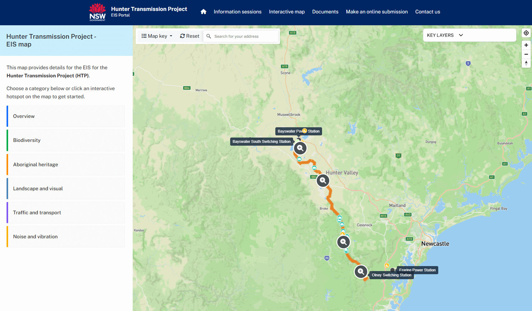 Hunter Transmission Project - interactive map screenshot