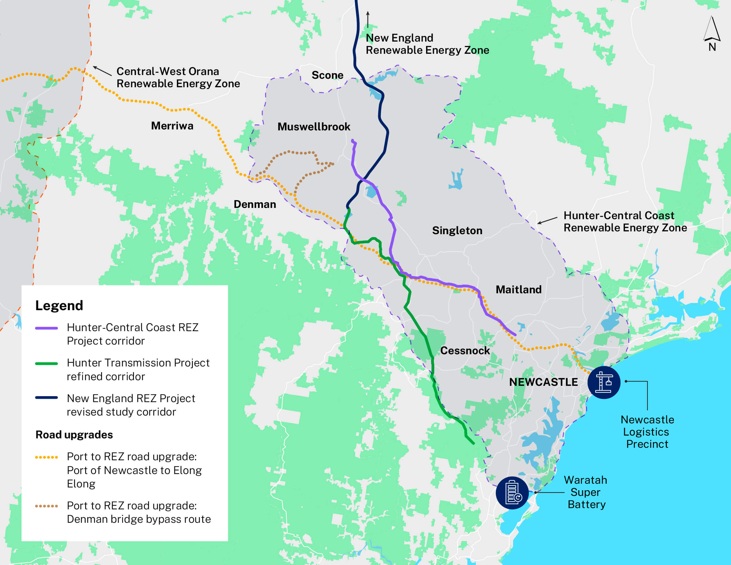 Hunter-Central Coast REZ region projects map