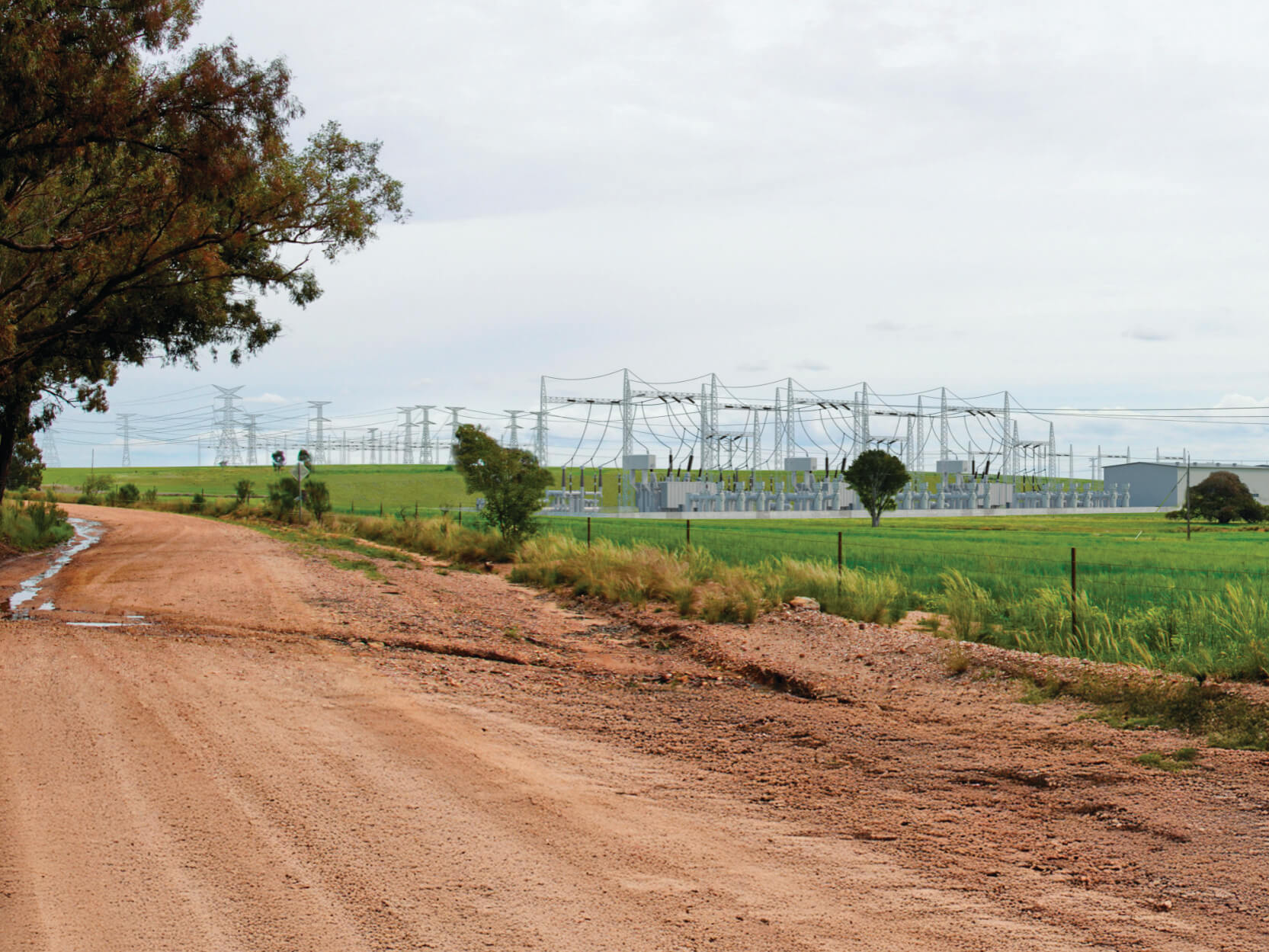 Artist impression of the view to Elong Elong Energy Hub in the Central-West Orana REZ